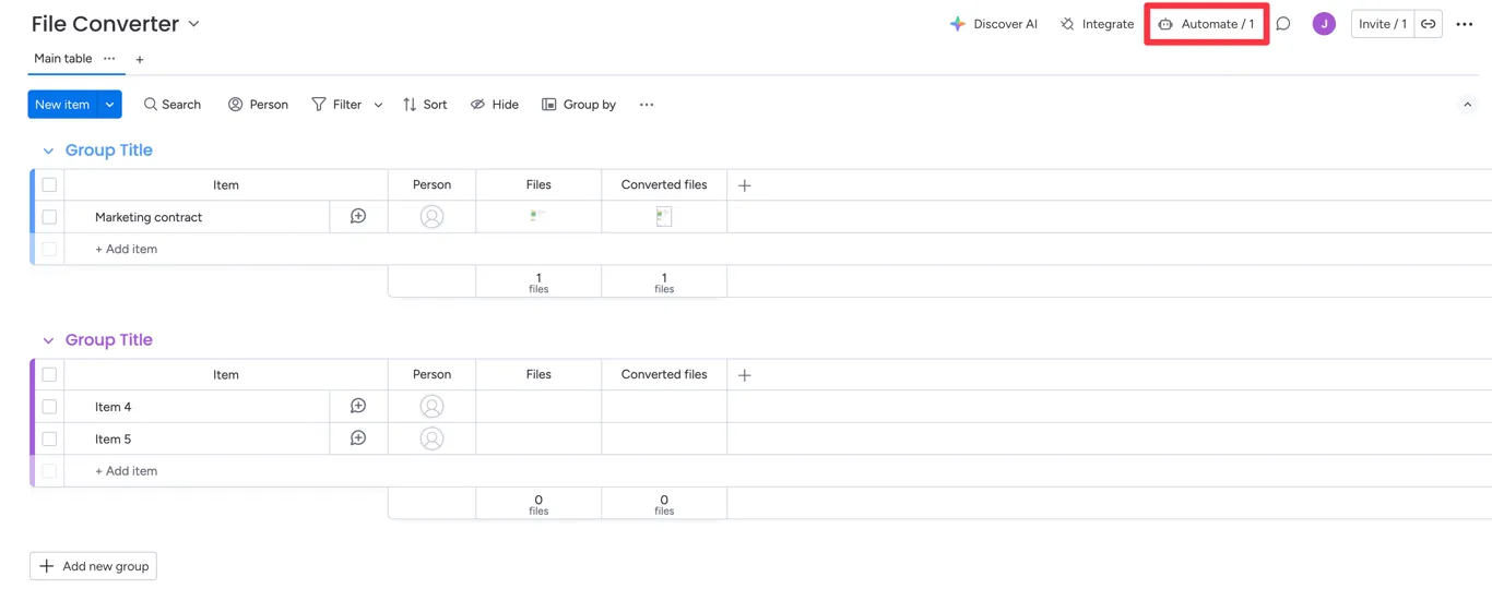 Board automation button
