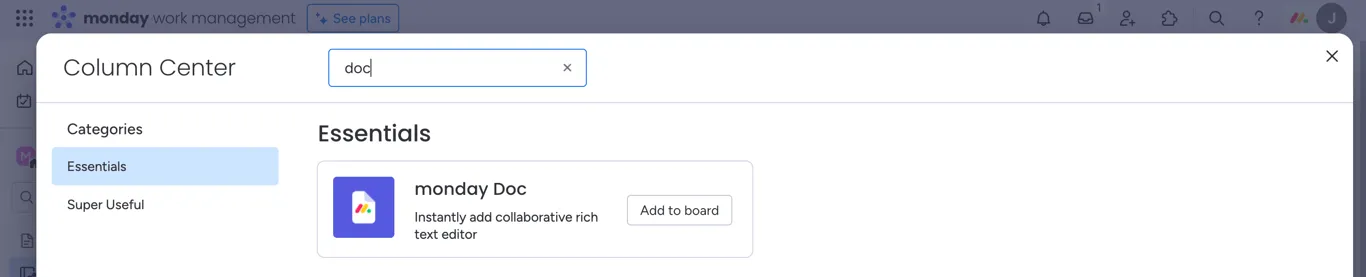 Doc column search